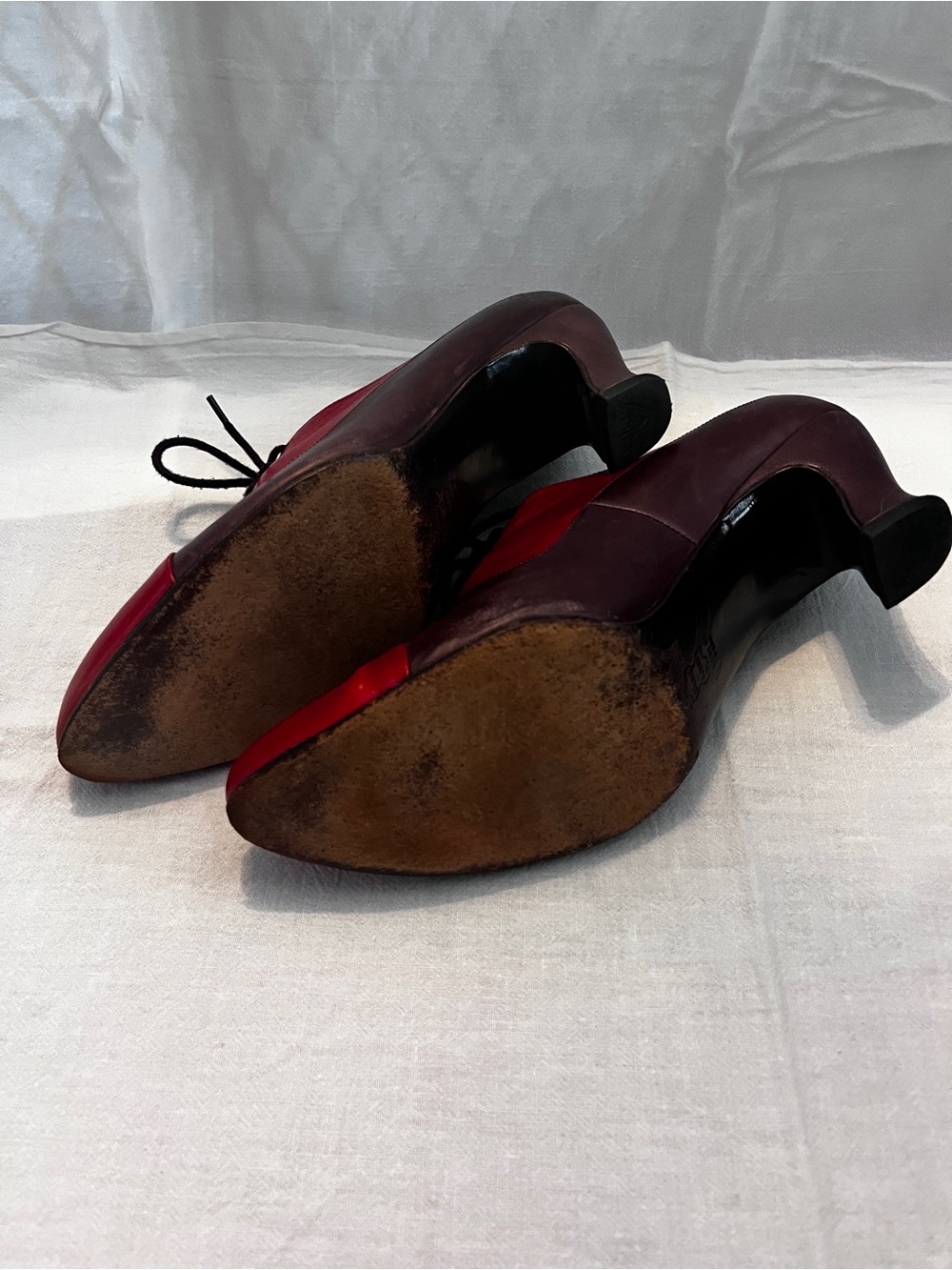 John Fluevog Burgundy and Red Lace-Up Heels - Picture 5 of 5